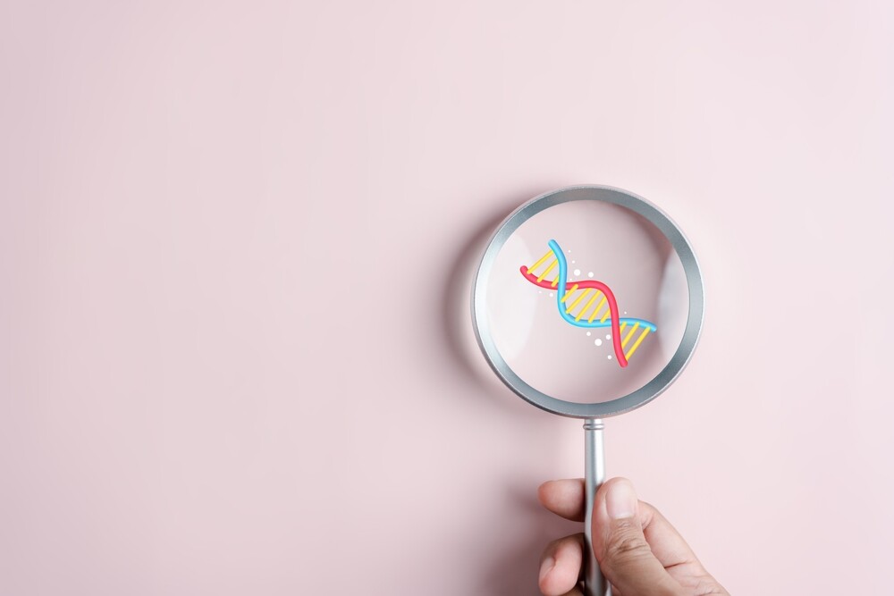 DNA strand under magnifying glass